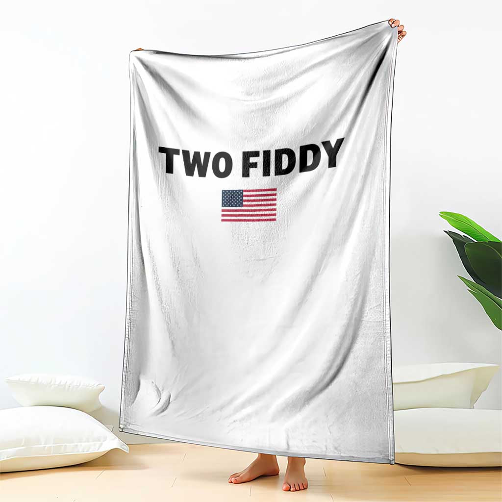 Two Fiddy American Flag Throw Blanket Funny 250th America Celebration Patriotic Graphic