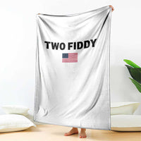 Two Fiddy American Flag Throw Blanket Funny 250th America Celebration Patriotic Graphic