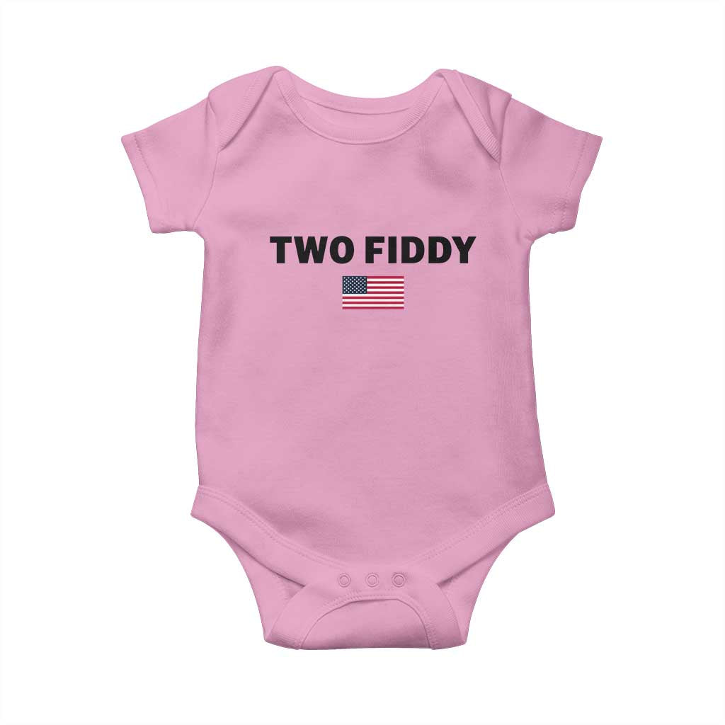 Two Fiddy American Flag Baby Onesie Funny 250th America Celebration Patriotic Graphic