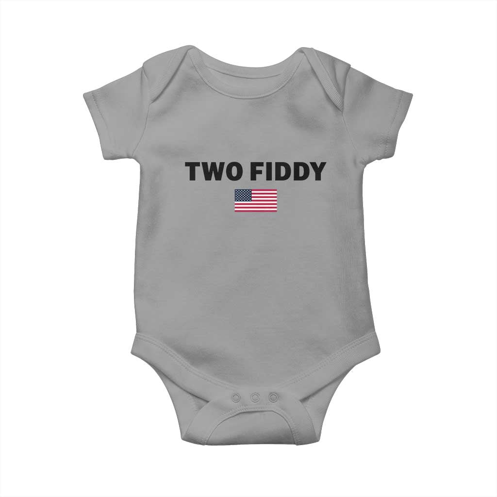 Two Fiddy American Flag Baby Onesie Funny 250th America Celebration Patriotic Graphic