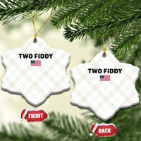 Two Fiddy American Flag Ceramic Ornament Funny 250th America Celebration Patriotic Graphic