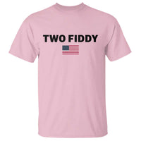 Two Fiddy American Flag T Shirt Funny 250th America Celebration Patriotic Graphic