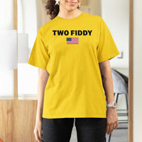 Two Fiddy American Flag T Shirt For Women Funny 250th America Celebration Patriotic Graphic