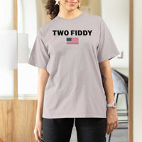 Two Fiddy American Flag T Shirt For Women Funny 250th America Celebration Patriotic Graphic