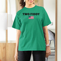 Two Fiddy American Flag T Shirt For Women Funny 250th America Celebration Patriotic Graphic