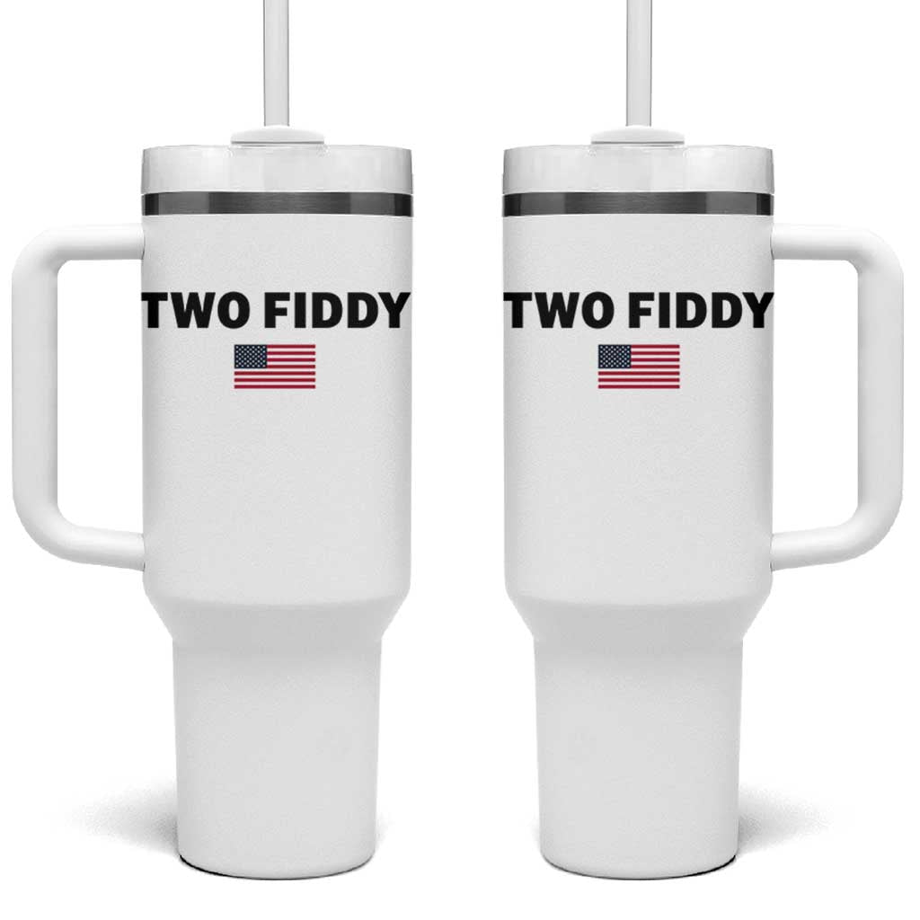 Two Fiddy American Flag Tumbler With Handle Funny 250th America Celebration Patriotic Graphic