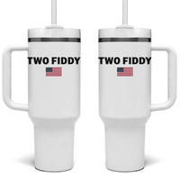 Two Fiddy American Flag Tumbler With Handle Funny 250th America Celebration Patriotic Graphic