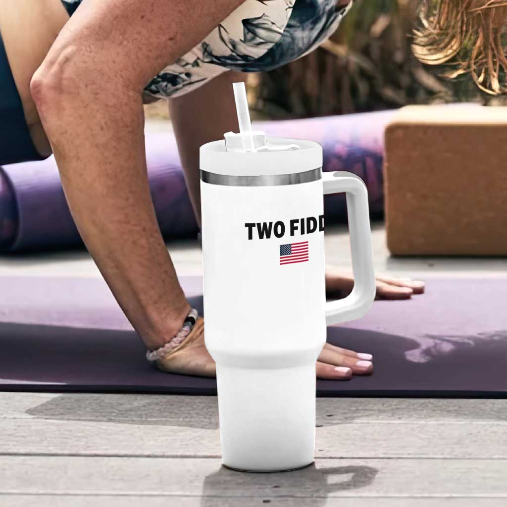 Two Fiddy American Flag Tumbler With Handle Funny 250th America Celebration Patriotic Graphic