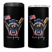 Funny Two Fiddy Raccoon Patriotic 4 in 1 Can Cooler Tumbler USA Flag Hot Dog Fourth of July USA 250th Anniversary