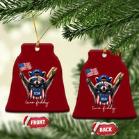 Funny Two Fiddy Raccoon Patriotic Ceramic Ornament USA Flag Hot Dog Fourth of July USA 250th Anniversary