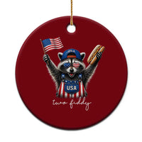 Funny Two Fiddy Raccoon Patriotic Ceramic Ornament USA Flag Hot Dog Fourth of July USA 250th Anniversary