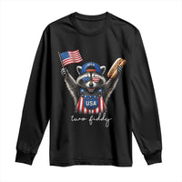 Funny Two Fiddy Raccoon Patriotic Long Sleeve Shirt USA Flag Hot Dog Fourth of July USA 250th Anniversary