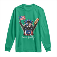Funny Two Fiddy Raccoon Patriotic Long Sleeve Shirt USA Flag Hot Dog Fourth of July USA 250th Anniversary