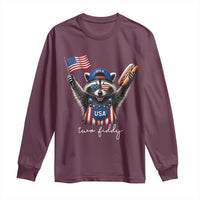 Funny Two Fiddy Raccoon Patriotic Long Sleeve Shirt USA Flag Hot Dog Fourth of July USA 250th Anniversary