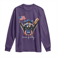 Funny Two Fiddy Raccoon Patriotic Long Sleeve Shirt USA Flag Hot Dog Fourth of July USA 250th Anniversary