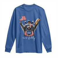 Funny Two Fiddy Raccoon Patriotic Long Sleeve Shirt USA Flag Hot Dog Fourth of July USA 250th Anniversary