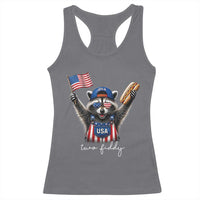 Funny Two Fiddy Raccoon Patriotic Racerback Tank Top USA Flag Hot Dog Fourth of July USA 250th Anniversary