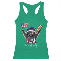 Funny Two Fiddy Raccoon Patriotic Racerback Tank Top USA Flag Hot Dog Fourth of July USA 250th Anniversary