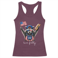 Funny Two Fiddy Raccoon Patriotic Racerback Tank Top USA Flag Hot Dog Fourth of July USA 250th Anniversary