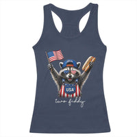 Funny Two Fiddy Raccoon Patriotic Racerback Tank Top USA Flag Hot Dog Fourth of July USA 250th Anniversary