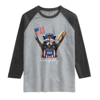 Funny Two Fiddy Raccoon Patriotic Raglan Shirt USA Flag Hot Dog Fourth of July USA 250th Anniversary