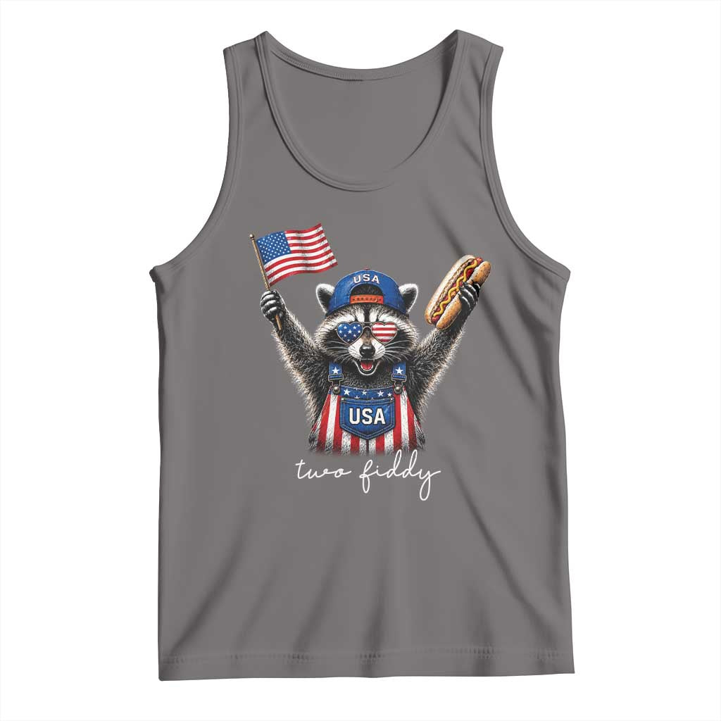 Funny Two Fiddy Raccoon Patriotic Tank Top USA Flag Hot Dog Fourth of July USA 250th Anniversary