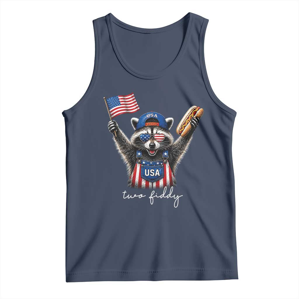 Funny Two Fiddy Raccoon Patriotic Tank Top USA Flag Hot Dog Fourth of July USA 250th Anniversary