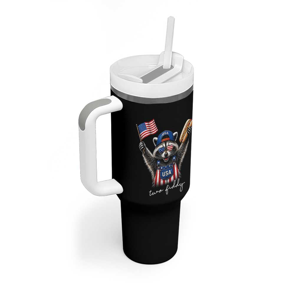 Funny Two Fiddy Raccoon Patriotic Tumbler With Handle USA Flag Hot Dog Fourth of July USA 250th Anniversary