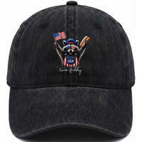Funny Two Fiddy Raccoon Patriotic Washed Cotton Baseball Cap USA Flag Hot Dog Fourth of July USA 250th Anniversary