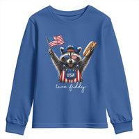 Funny Two Fiddy Raccoon Patriotic Youth Sweatshirt USA Flag Hot Dog Fourth of July USA 250th Anniversary