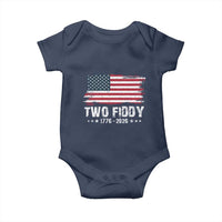 Two Fiddy USA 250th Anniversary Baby Onesie Vintage American Flag Patriotic Humor
