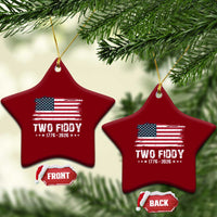 Two Fiddy USA 250th Anniversary Ceramic Ornament Vintage American Flag Patriotic Humor