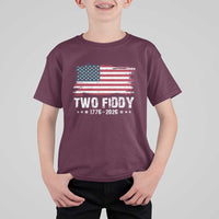 Two Fiddy USA 250th Anniversary T Shirt For Kid Vintage American Flag Patriotic Humor