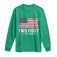 Two Fiddy USA 250th Anniversary Long Sleeve Shirt Vintage American Flag Patriotic Humor