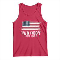 Two Fiddy USA 250th Anniversary Tank Top Vintage American Flag Patriotic Humor