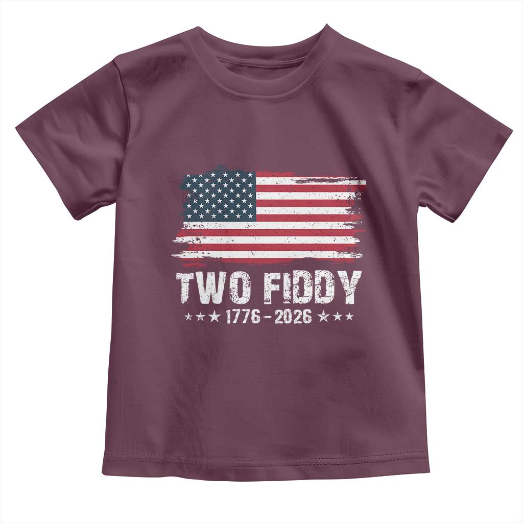 Two Fiddy USA 250th Anniversary Toddler T Shirt Vintage American Flag Patriotic Humor