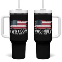 Two Fiddy USA 250th Anniversary Tumbler With Handle Vintage American Flag Patriotic Humor