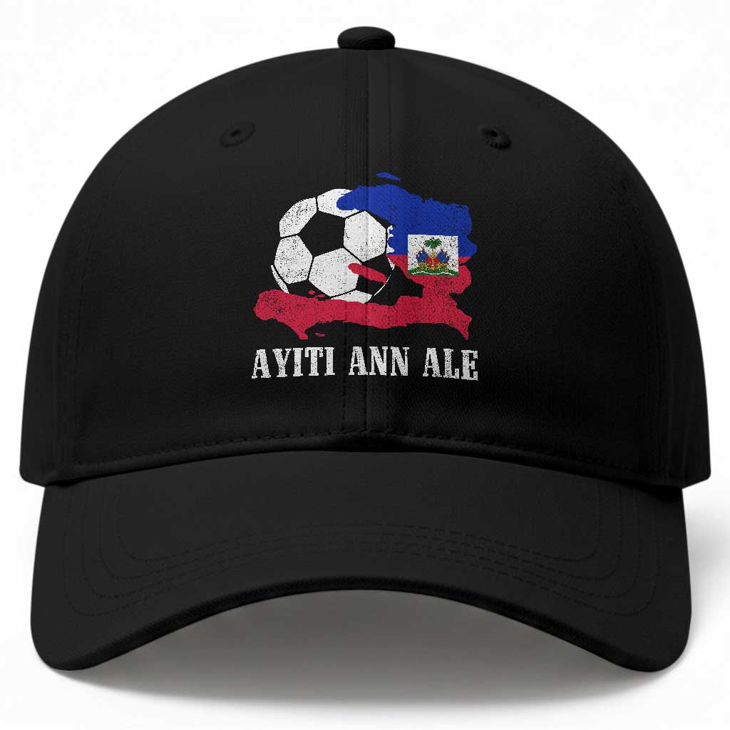 Ayiti Ann Ale Haiti Soccer Baseball Cap Haitian Football Fan Pride Flag Graphic Caribbean Sports