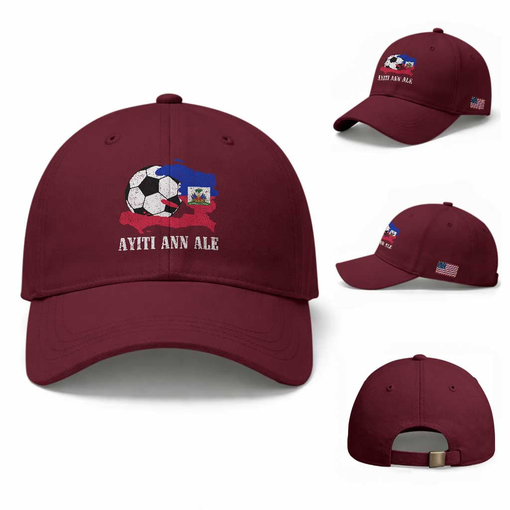 Ayiti Ann Ale Haiti Soccer Baseball Cap Haitian Football Fan Pride Flag Graphic Caribbean Sports