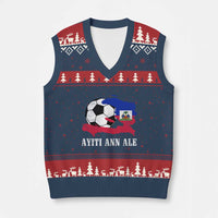 Ayiti Ann Ale Haiti Soccer V-Neck Knit Sweater Vest Haitian Football Fan Pride Flag Graphic Caribbean Sports