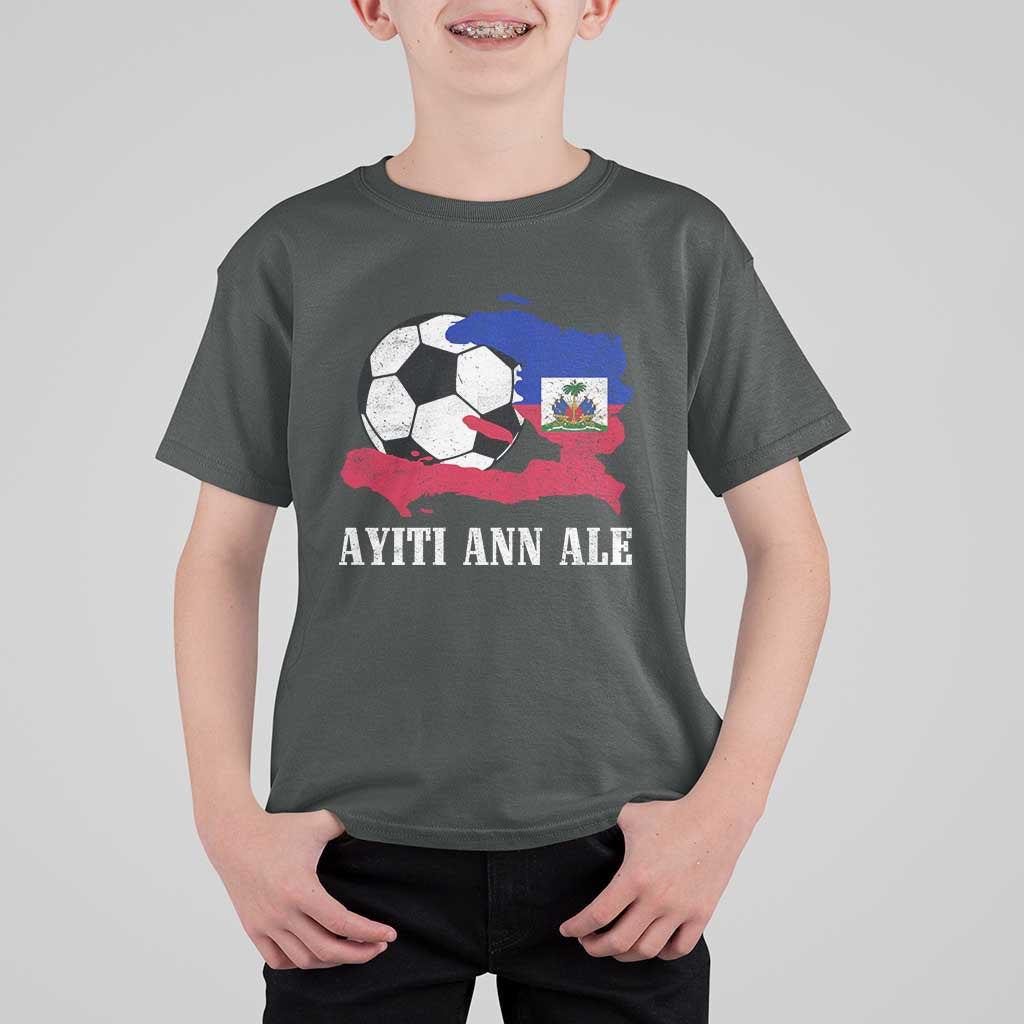 Ayiti Ann Ale Haiti Soccer T Shirt For Kid Haitian Football Fan Pride Flag Graphic Caribbean Sports