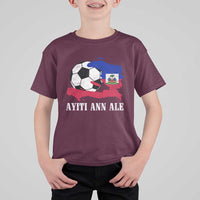 Ayiti Ann Ale Haiti Soccer T Shirt For Kid Haitian Football Fan Pride Flag Graphic Caribbean Sports