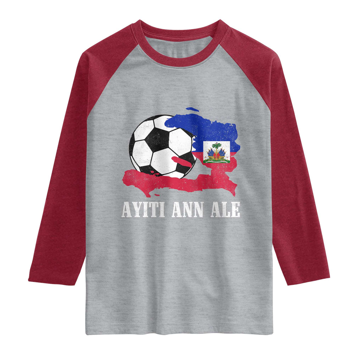 Ayiti Ann Ale Haiti Soccer Raglan Shirt Haitian Football Fan Pride Flag Graphic Caribbean Sports