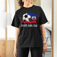 Ayiti Ann Ale Haiti Soccer T Shirt For Women Haitian Football Fan Pride Flag Graphic Caribbean Sports