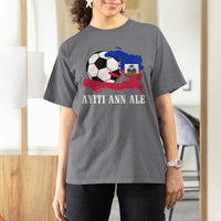 Ayiti Ann Ale Haiti Soccer T Shirt For Women Haitian Football Fan Pride Flag Graphic Caribbean Sports
