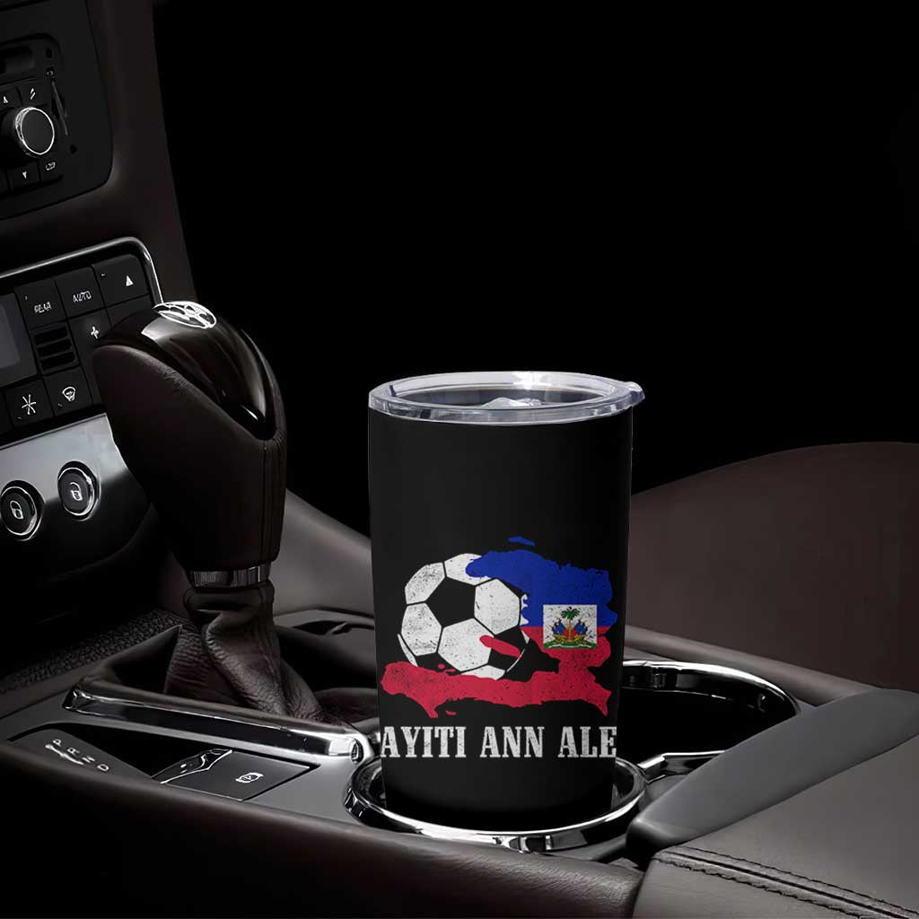 Ayiti Ann Ale Haiti Soccer Tumbler Cup Haitian Football Fan Pride Flag Graphic Caribbean Sports
