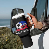 Ayiti Ann Ale Haiti Soccer Tumbler With Handle Haitian Football Fan Pride Flag Graphic Caribbean Sports