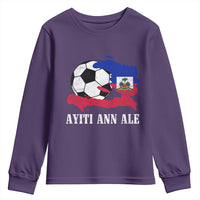 Ayiti Ann Ale Haiti Soccer Youth Sweatshirt Haitian Football Fan Pride Flag Graphic Caribbean Sports