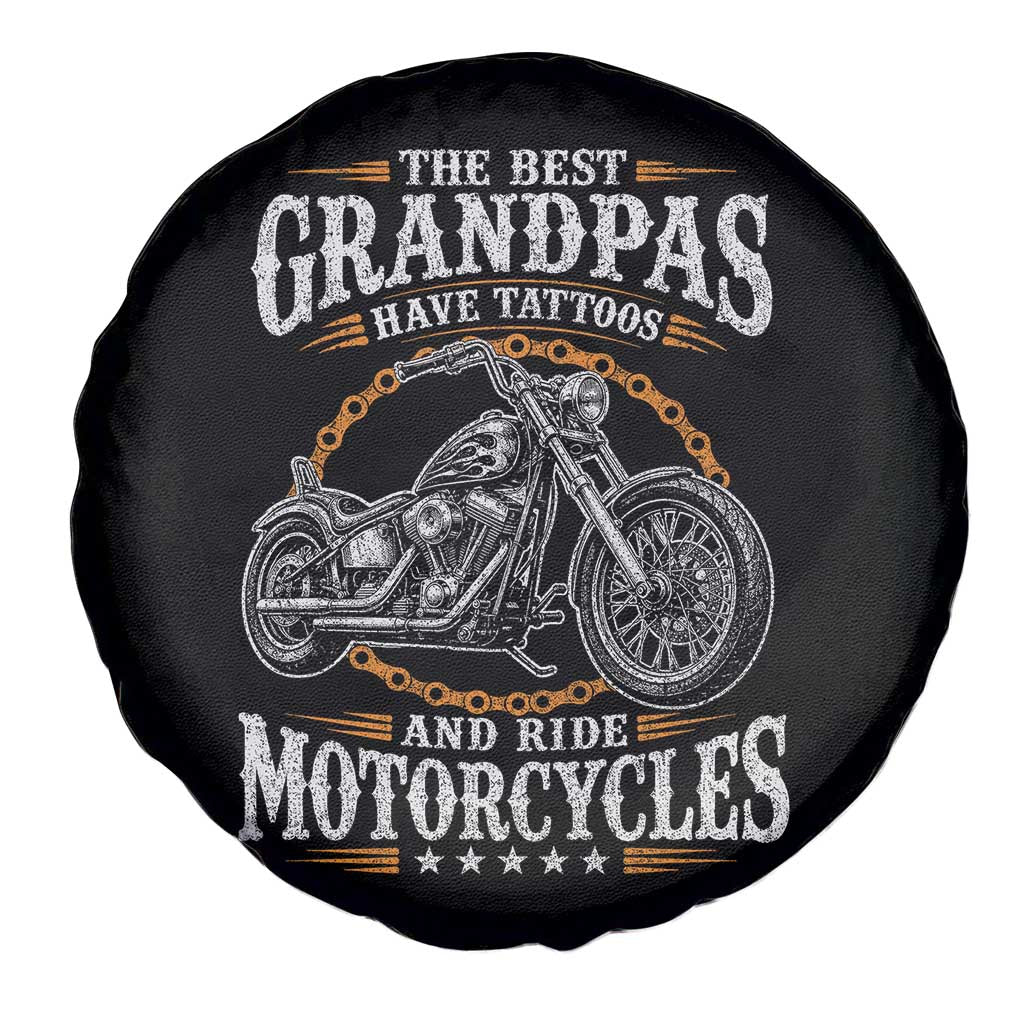 Biker Grandpa Best Grandpas Have Tattoos and Ride Motorcycles Spare Tire Cover