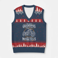 Biker Grandpa Best Grandpas Have Tattoos and Ride Motorcycles V-Neck Knit Sweater Vest